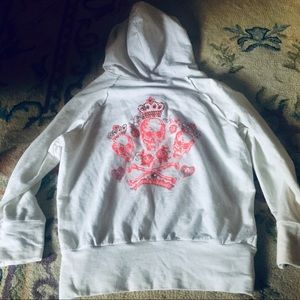 COPY - Victoria’s Secret pink skull crossbones hoodie m